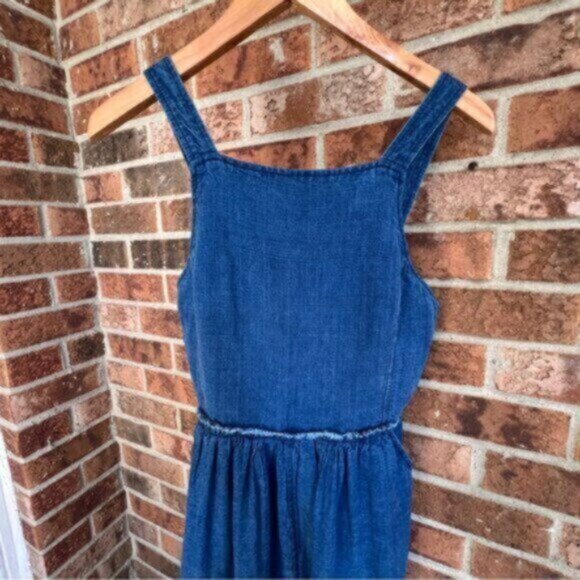 Aritzia  * Wilfred Midi  Pinafore Linen Dress   Blue Moroccan EUC - Picture 10 of 14